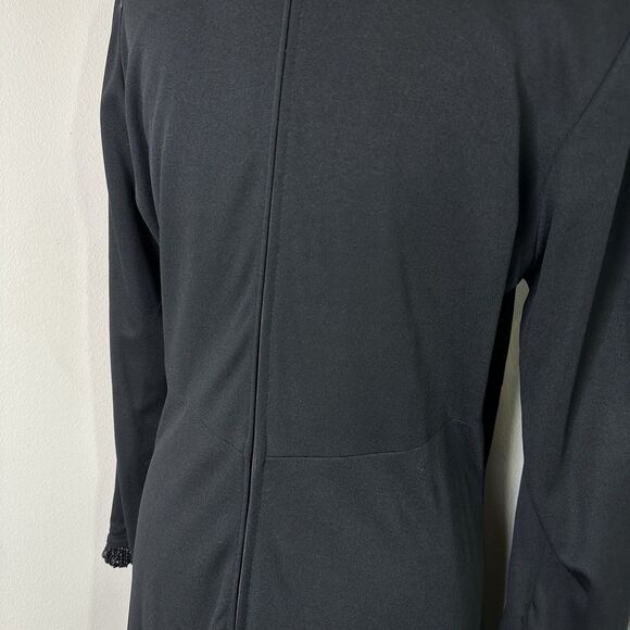 70s Vtg Kay Windsor Black Maxi Dress High Neck Sparkle Trim Goth Witchy Sz S/M? - Picture 13 of 16